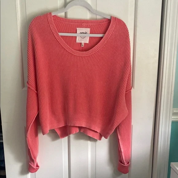NWOT Aerie Coral Crew Neck Sweater - Picture 1 of 5